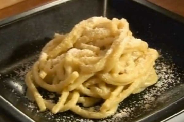 Spaghettoni con pur� di fave - cotto e mangiato
