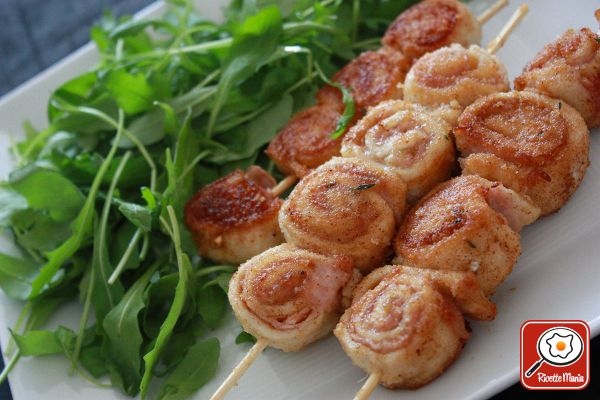 Arrosticini di pollo con prosciutto