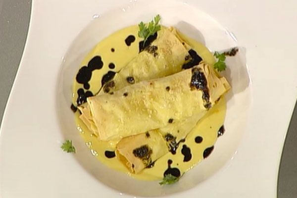 Cannelloni ripieni di baccalà mantecato su crema di mais - Andrea Ribaldone
