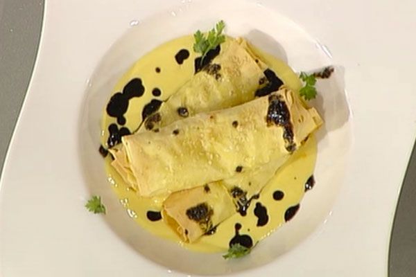 Cannelloni ripieni di baccal mantecato su crema di mais - Andrea Ribaldone