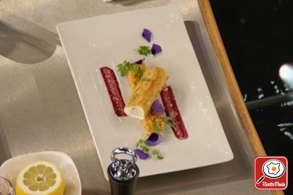 Cannolo di spigola con insalata di sedano e melone - La terra dei cuochi