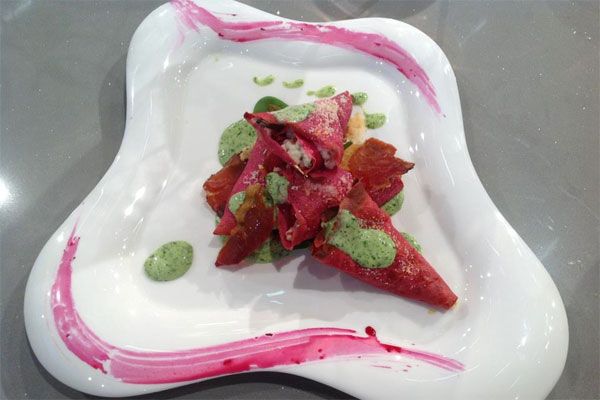 Cipolle rosse con cuore di ricotta e speck - Sergio Barzetti