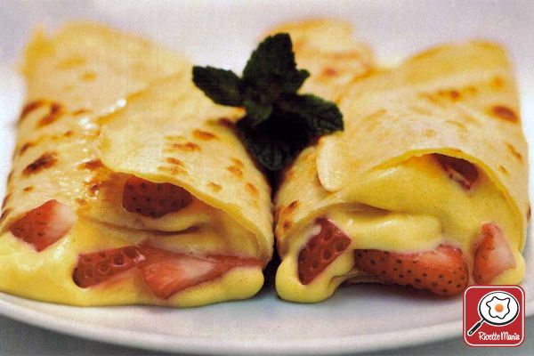 Crepes arrostolate con zabaione al limoncello e fragole