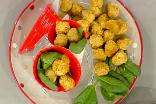 Rocher di fagioli / Cotolette vegetariane con spinaci crudi