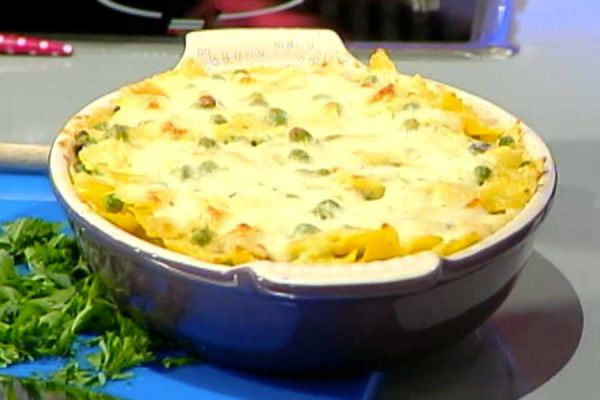 Farfalle gialle con piselli gratinate - Antonella Clerici