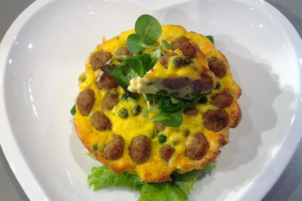 Frittata con polpettine di vitello e pisellini - Sergio Barzetti