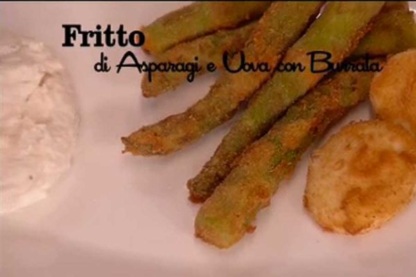 Fritto di asparagi e uova con burrata - I men di Benedetta