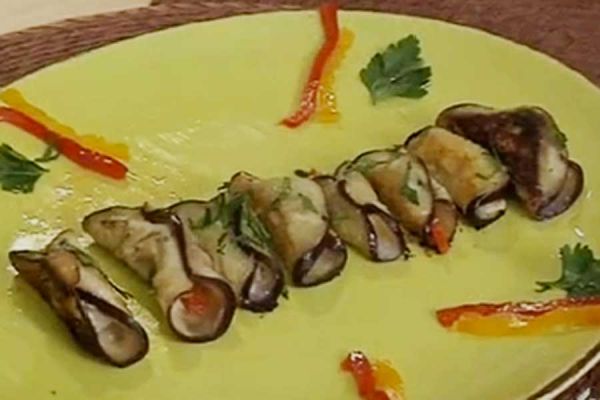 Involtini di melanzana con pesce - cotto e mangiato