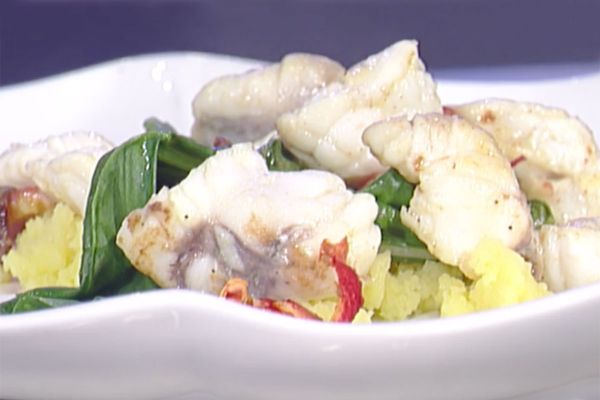 Rana pescatrice con lardo e patate