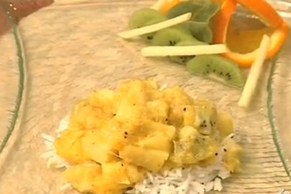 Riso basmati con frutta e curry - cotto e mangiato