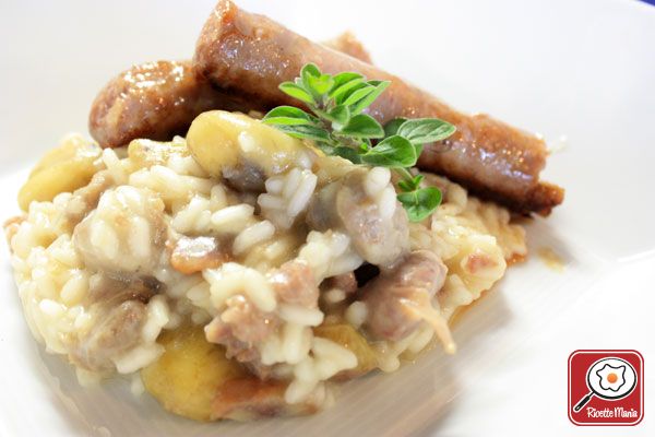 Risotto con la salsiccia e castagne