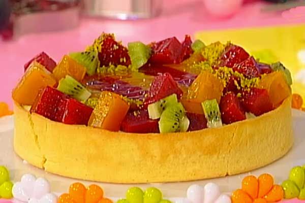 Torta alle gelatine di frutta  crema pasticcera al lime e cioccolato bianco