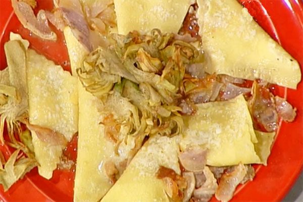 Triangoli alla carbonara con carciofi croccanti - Anna Moroni