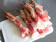 Involtini di gamberi al prosciutto crudo