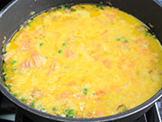 Frittata con gamberetti e piselli