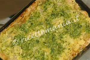 Pizza con patate pesto e seppioline saltate in padella - Gabriele Bonci