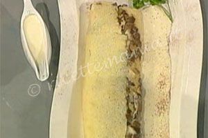 Rotolo di riso con funghi e fonduta di grana - Palma D'Onofrio