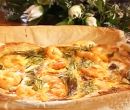 Quiche con code di gamberi e fiori di zucca