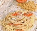 Spaghettoni con pomodori alici e pangrattato - cotto e mangiato