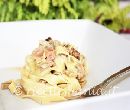 Tagliatelle ai funghi e prosciutto