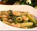 Tortiglioni dell'orto con i gamberi - cotto e mangiato